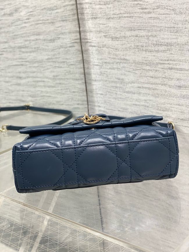 My Dior Mini Bag Cannage patent leather S0985PU dark blue&Golden chain