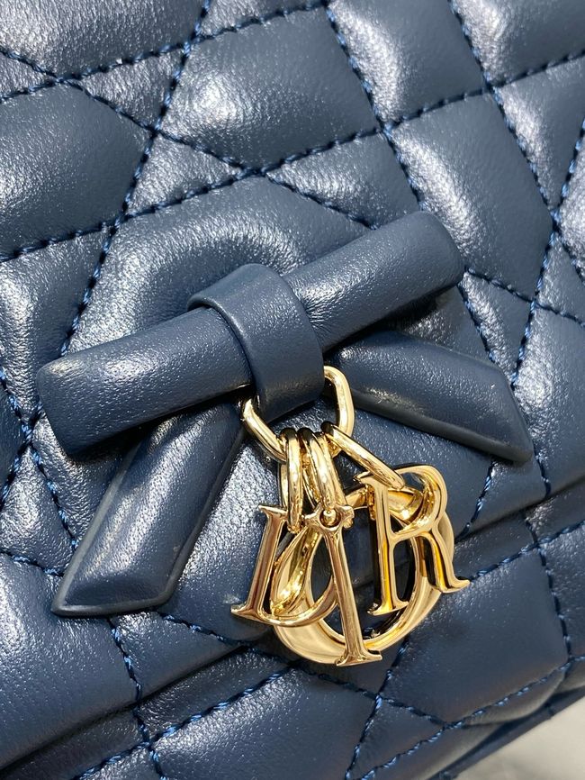 My Dior Mini Bag Cannage patent leather S0985PU dark blue&Golden chain