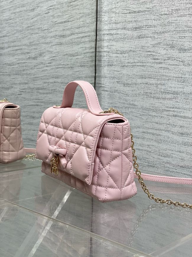 My Dior Mini Bag Cannage patent leather S0985PU pink&Golden chain
