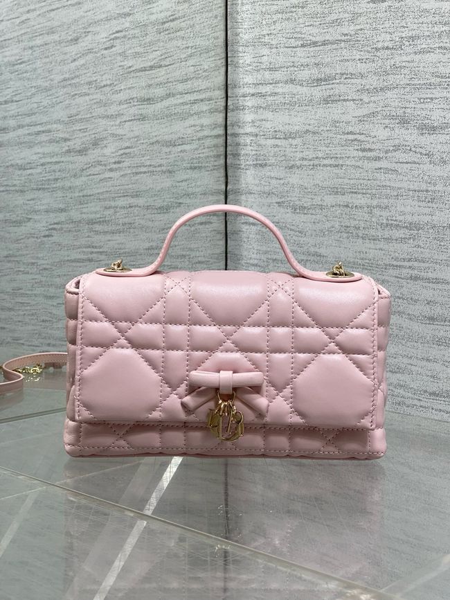 My Dior Mini Bag Cannage patent leather S0985PU pink&Golden chain