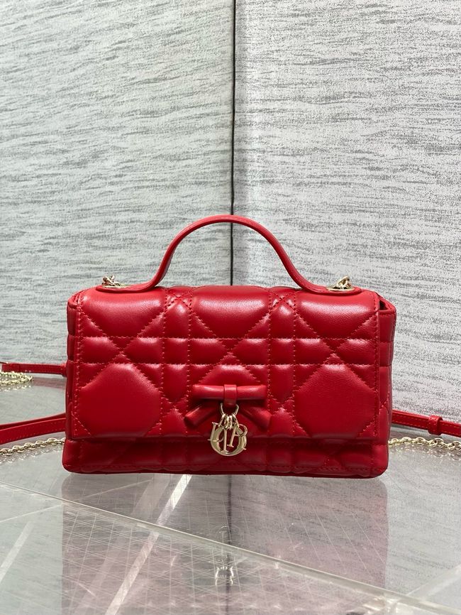 My Dior Mini Bag Cannage patent leather S0985PU red&Golden chain