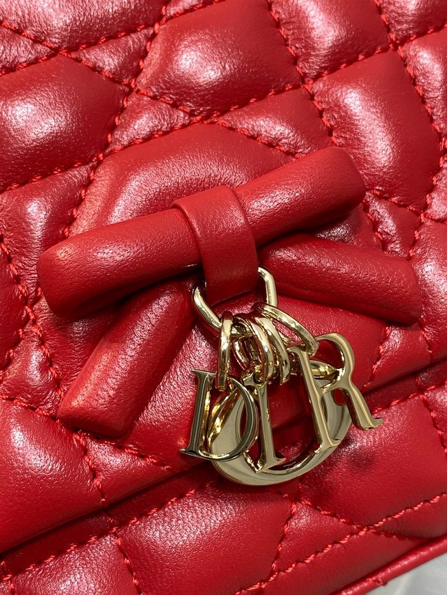 My Dior Mini Bag Cannage patent leather S0985PU red&Golden chain