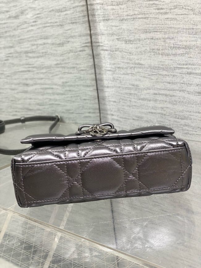 My Dior Mini Bag Cannage patent leather S0985PU silver gray&silver chain