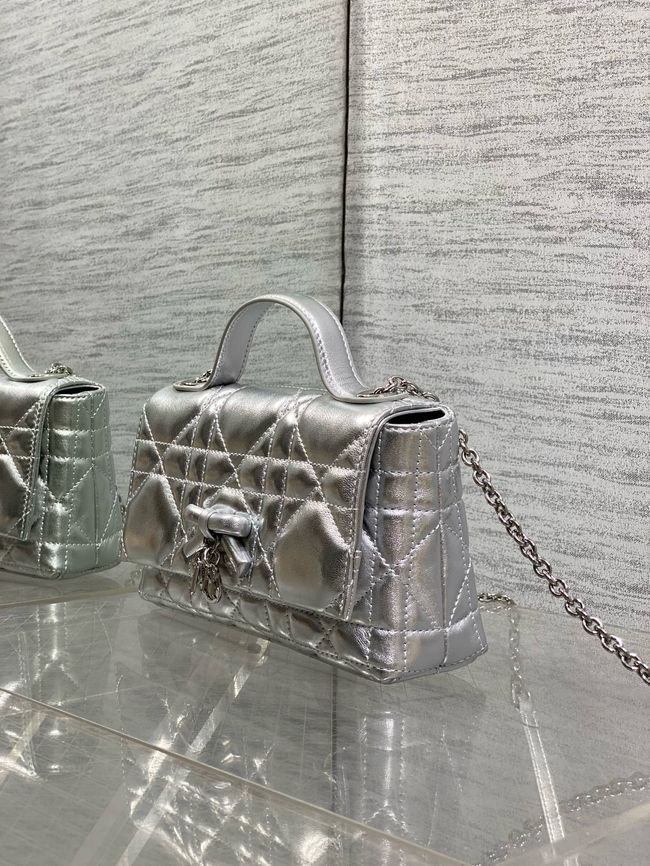 My Dior Mini Bag Cannage patent leather S0985PU silver&silver chain
