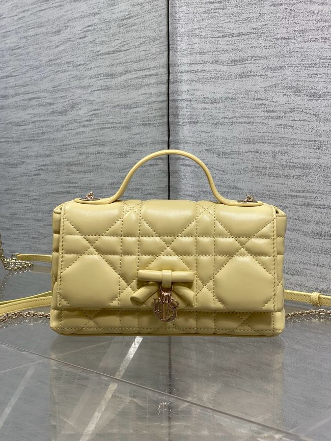 My Dior Mini Bag Cannage patent leather S0985PU yellow&Golden chain