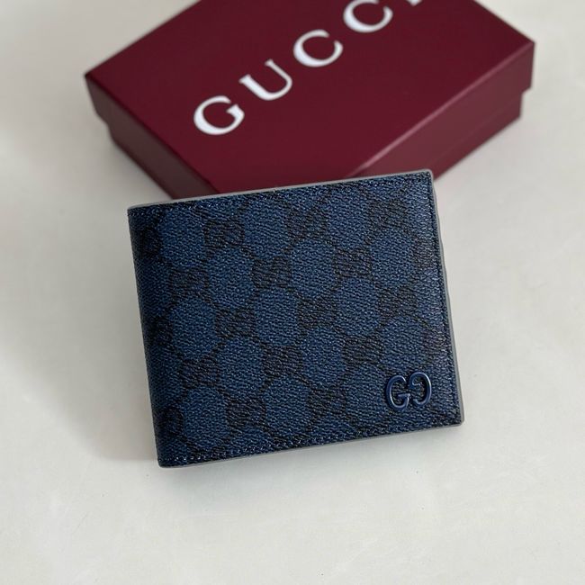 Gucci Dusty interior GG bi-fold wallet 768243 dark blue GG Supreme