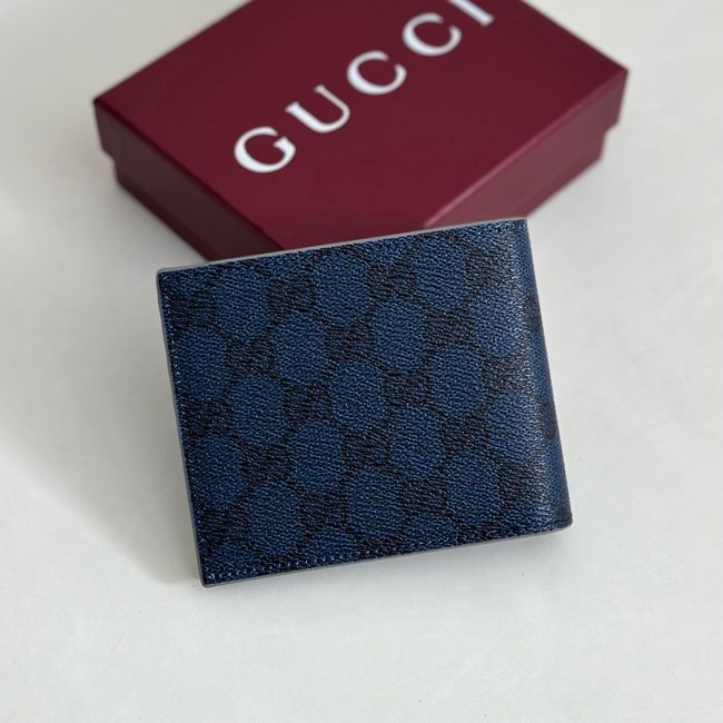 Gucci Dusty interior GG bi-fold wallet 768243 dark blue GG Supreme
