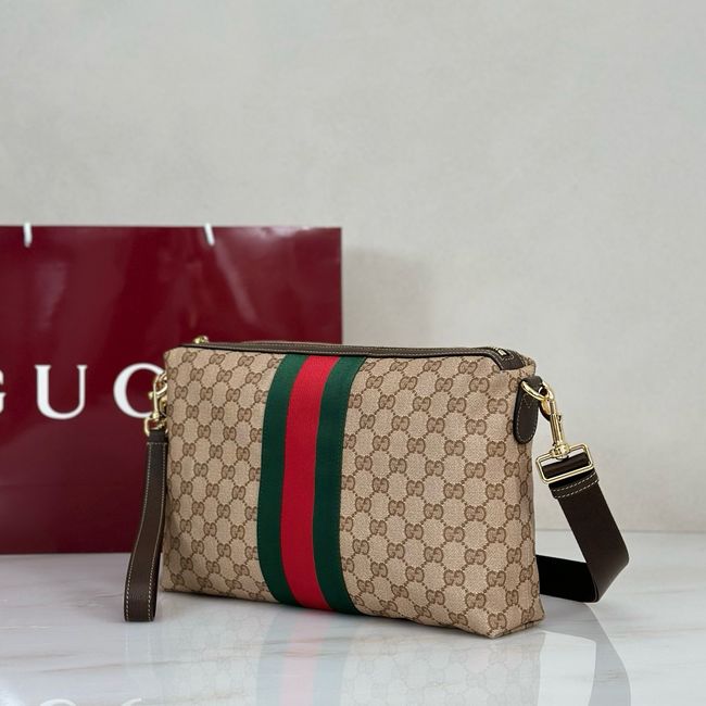 Gucci Essence Classic medium crossbody bag A002KX brown GG canvas