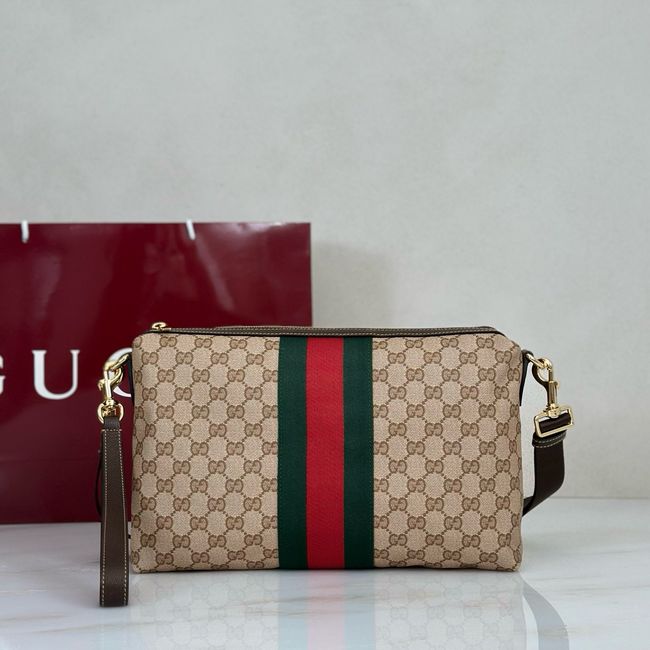 Gucci Essence Classic medium crossbody bag A002KX brown GG canvas