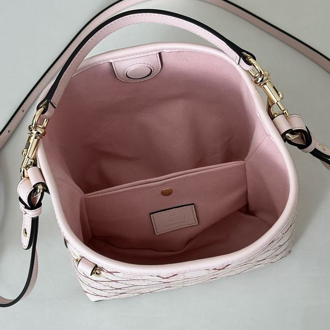 Gucci GG Emblem small bucket bag fabric 815118 pink