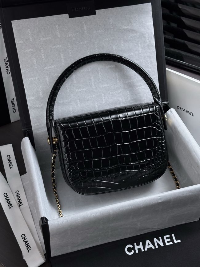 CHANEL Mini Flap Bag with Top Handle AS6424 black