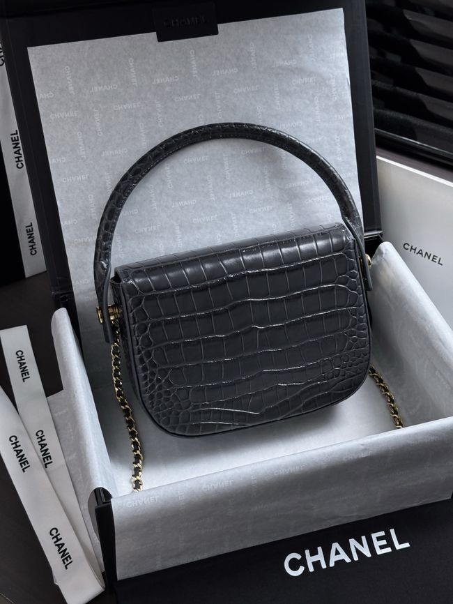 CHANEL Mini Flap Bag with Top Handle AS6424 dark blue