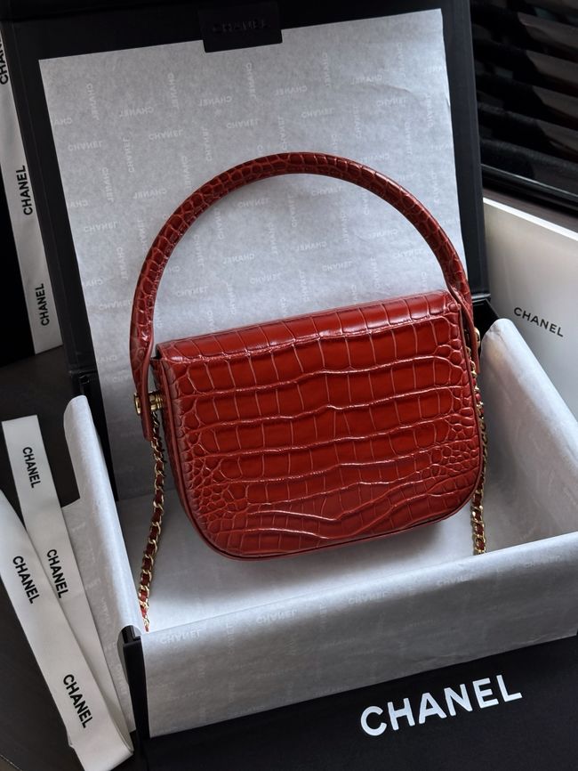 CHANEL Mini Flap Bag with Top Handle AS6424 red