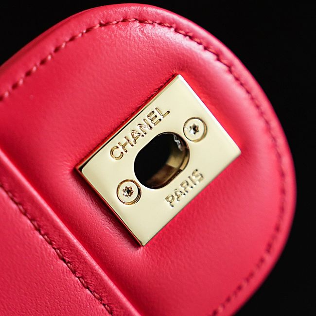 CHANEL Small Flapbag Braided Straw AS6017 red