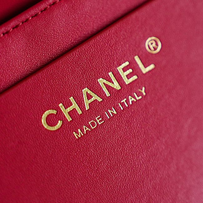 CHANEL Small Flapbag Braided Straw AS6017 red