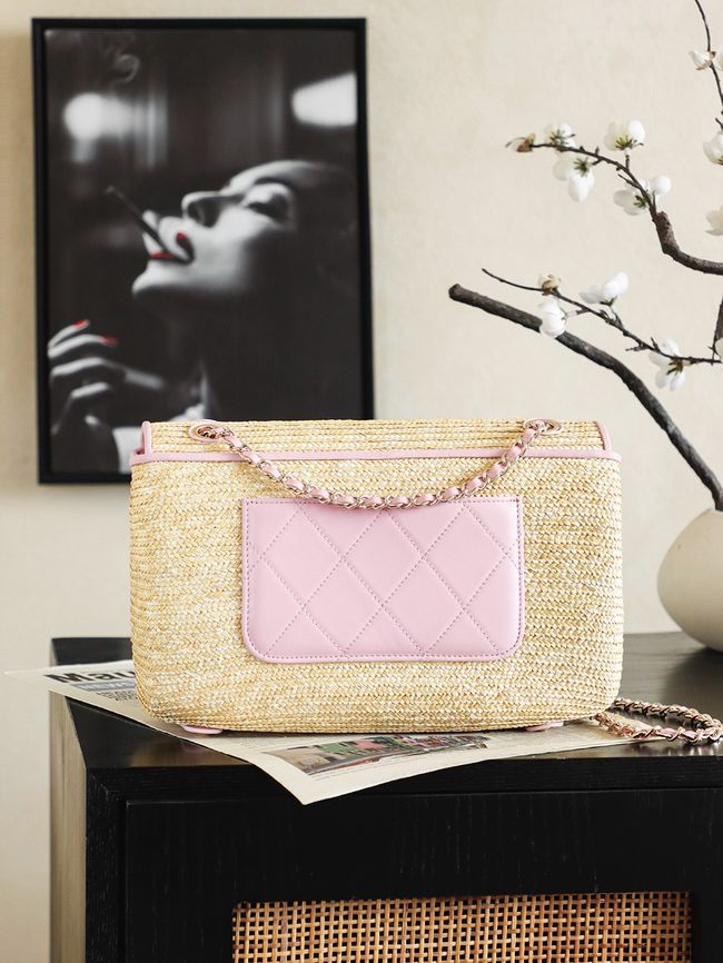 CHANEL medium Flapbag Braided Straw 66992 light purple