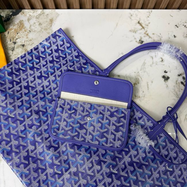 Goyard Goyardine canvas & Chevroches calfskin Large bag CL09P BLUE