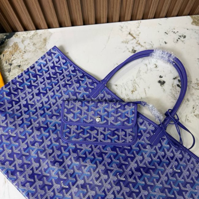 Goyard Goyardine canvas & Chevroches calfskin Large bag CL09P BLUE