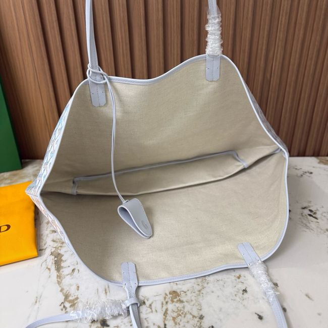 Goyard Goyardine canvas & Chevroches calfskin Large bag CL09P LIGHT BLUE