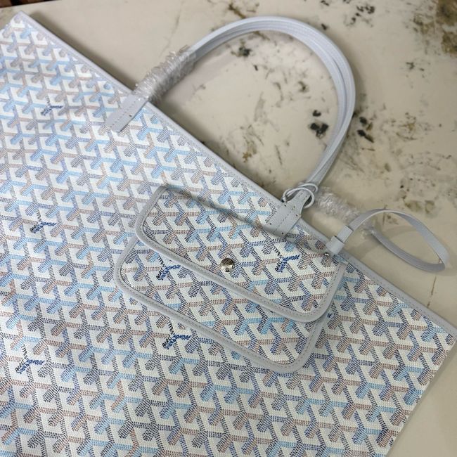 Goyard Goyardine canvas & Chevroches calfskin Large bag CL09P LIGHT BLUE