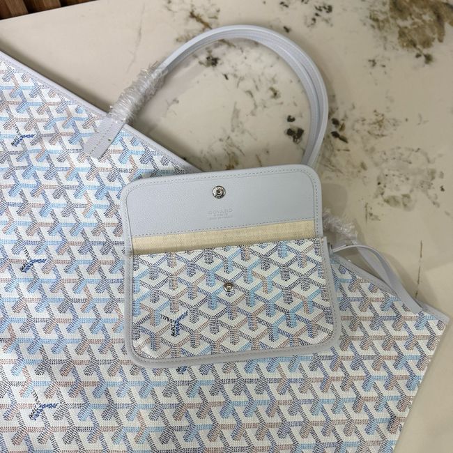 Goyard Goyardine canvas & Chevroches calfskin Large bag CL09P LIGHT BLUE