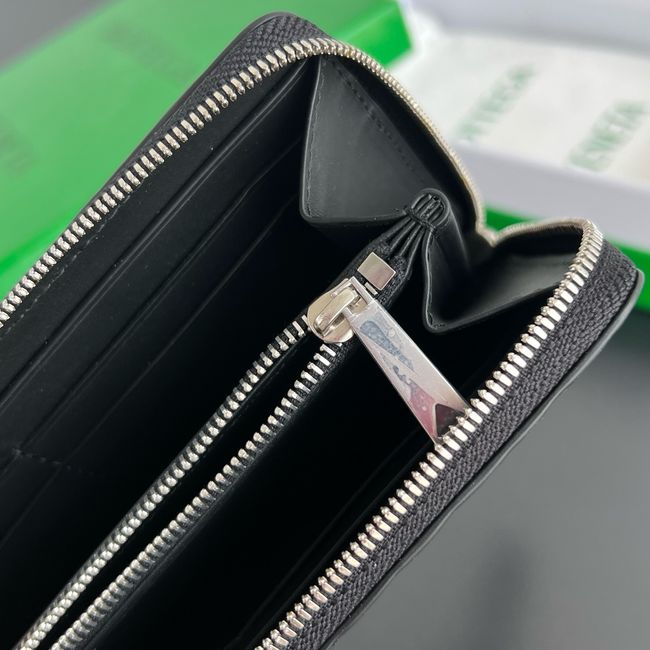 Bottega Veneta Woven Mycelium Zip-Around Wallet 02008 BLACK