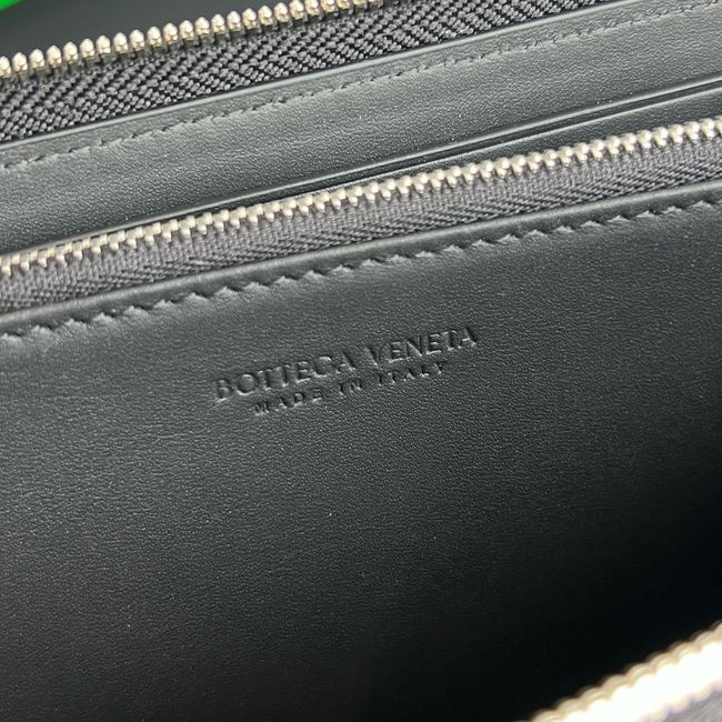 Bottega Veneta Woven Mycelium Zip-Around Wallet 02008 BLACK