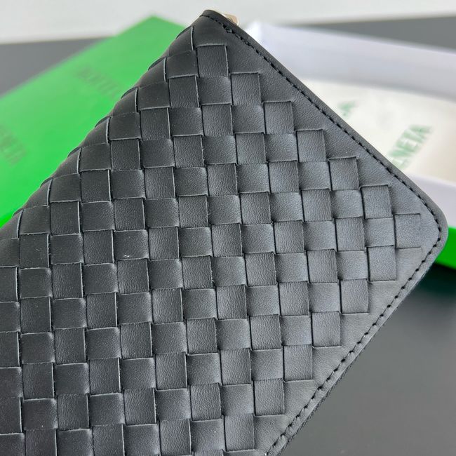 Bottega Veneta Woven Mycelium Zip-Around Wallet 02008 BLACK