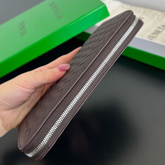 Bottega Veneta Woven Mycelium Zip-Around Wallet 02008 Fondant