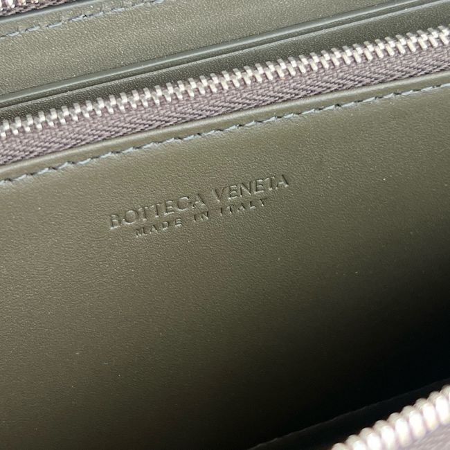 Bottega Veneta Woven Mycelium Zip-Around Wallet A003AD DARK GREEN