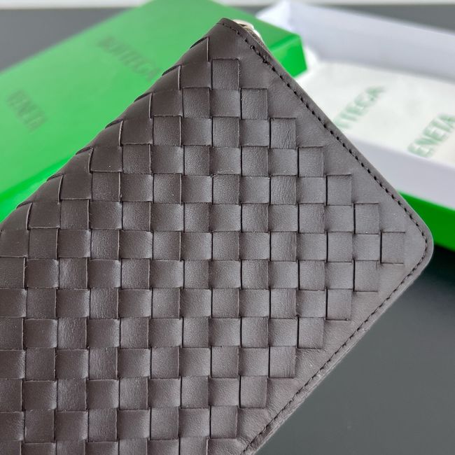 Bottega Veneta Woven Mycelium Zip-Around Wallet A003AD Espresso