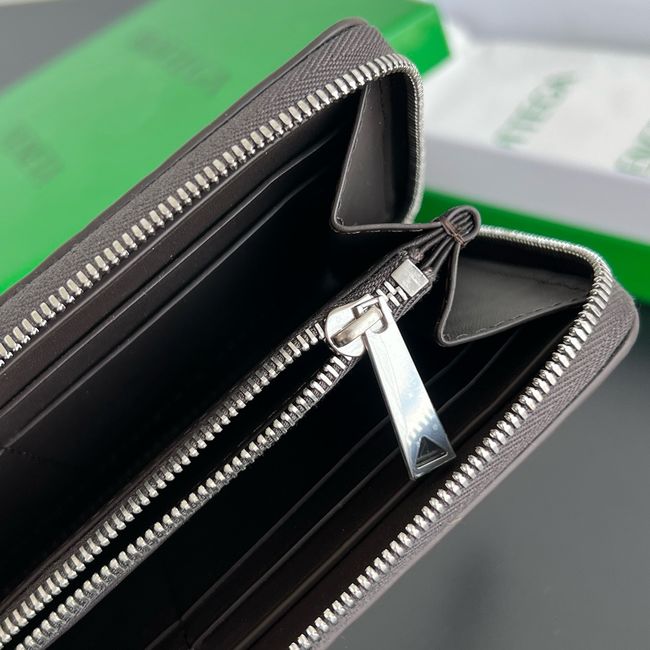 Bottega Veneta Woven Mycelium Zip-Around Wallet A003AD Espresso