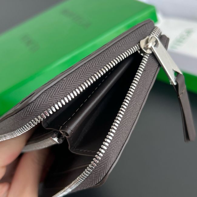 Bottega Veneta Woven Mycelium Zip-Around Wallet A003AD Espresso