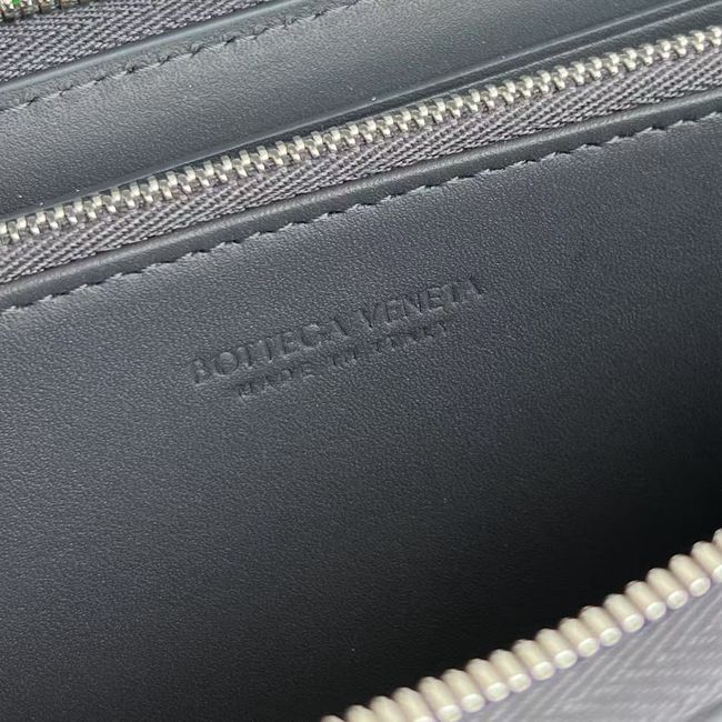 Bottega Veneta Woven Mycelium Zip-Around Wallet A003AD dark blue