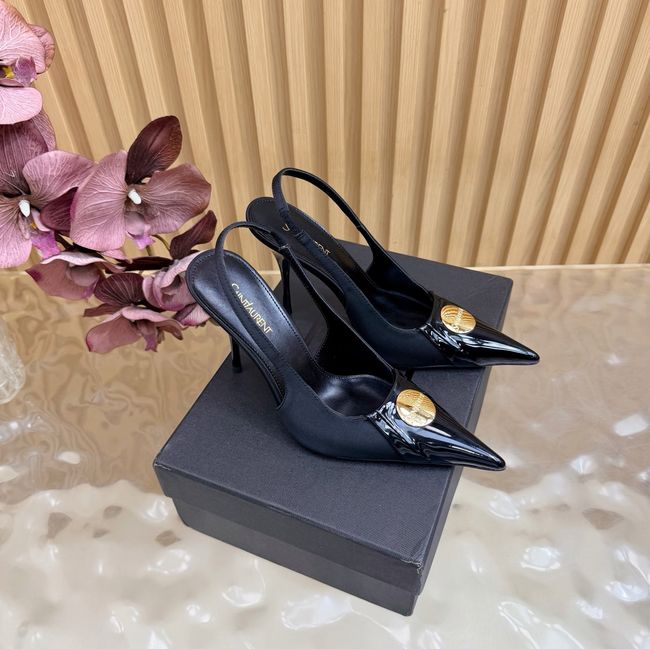 Saint Laurent LOUIS slingback pumps in patent leather and satin A001C-2
