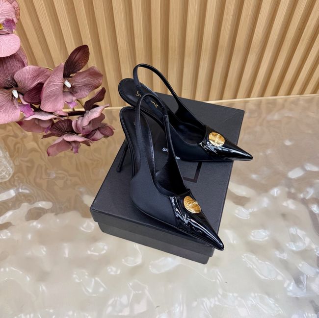 Saint Laurent LOUIS slingback pumps in patent leather and satin A001C-2 Saint Laurent LOUIS slingback pumps in patent leather and satin A001C-2