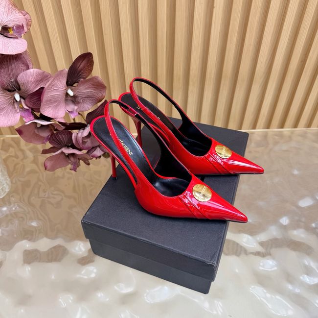 Saint Laurent LOUIS slingback pumps in patent leather and satin A001C-3