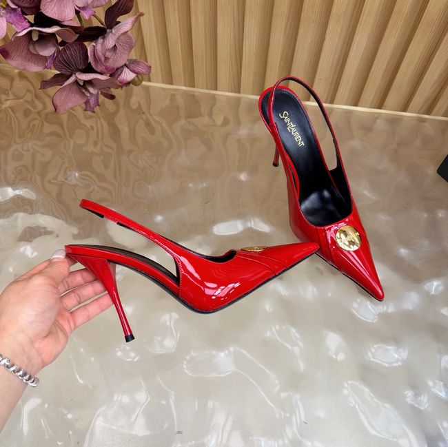 Saint Laurent LOUIS slingback pumps in patent leather and satin A001C-3