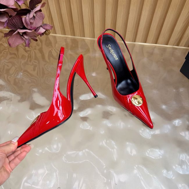 Saint Laurent LOUIS slingback pumps in patent leather and satin A001C-3