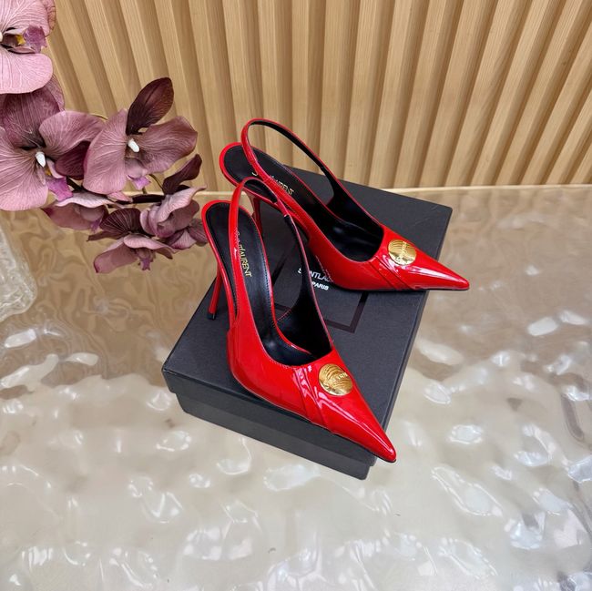 Saint Laurent LOUIS slingback pumps in patent leather and satin A001C-3