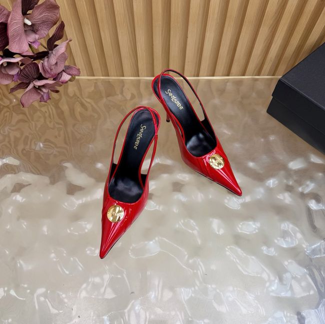 Saint Laurent LOUIS slingback pumps in patent leather and satin A001C-3