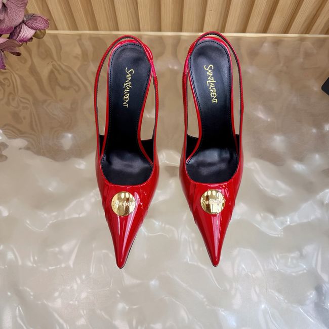 Saint Laurent LOUIS slingback pumps in patent leather and satin A001C-3