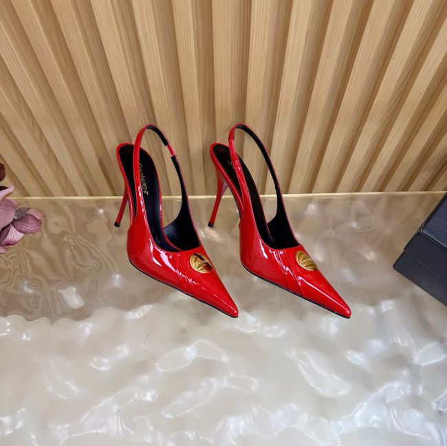 Saint Laurent LOUIS slingback pumps in patent leather and satin A001C-3