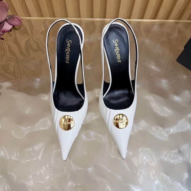 Saint Laurent LOUIS slingback pumps in patent leather and satin A001C-4