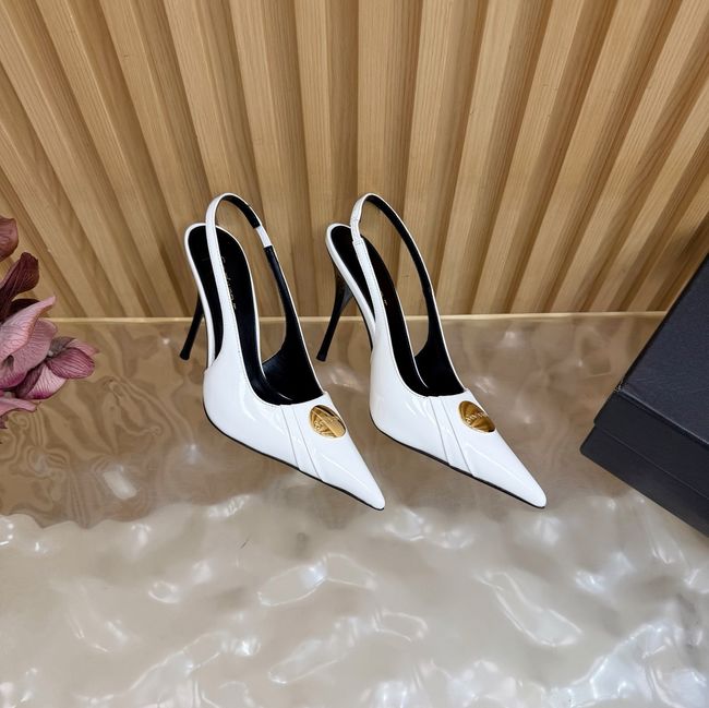 Saint Laurent LOUIS slingback pumps in patent leather and satin A001C-4