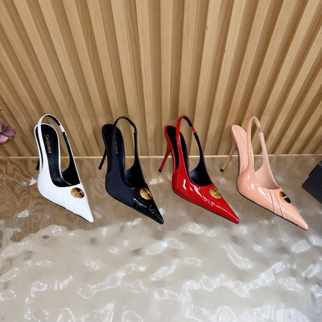 Saint Laurent LOUIS slingback pumps in patent leather and satin A001C-4