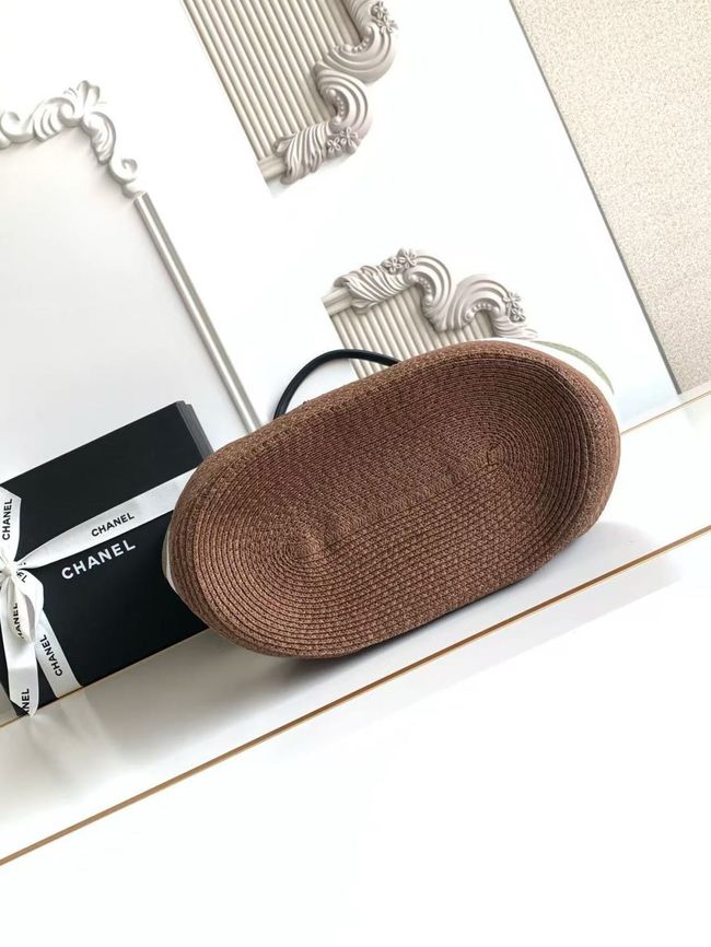 CHANEL Maxi Shopping Bag AS6148 brown& white & gray