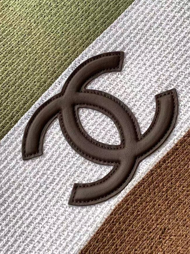 CHANEL Maxi Shopping Bag AS6148 brown& white & gray