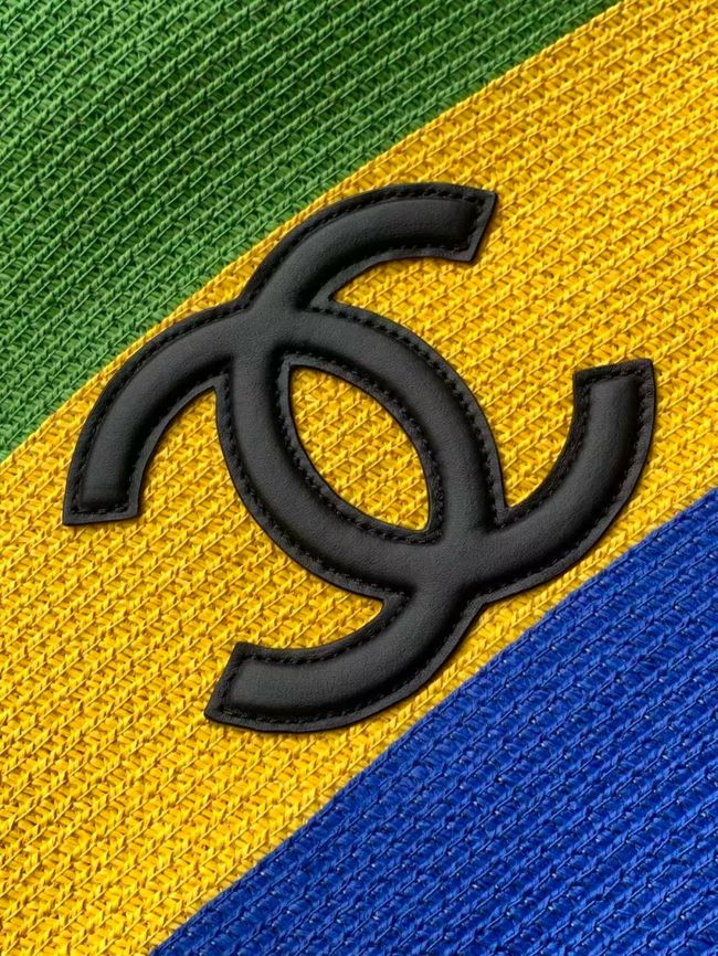 CHANEL Maxi Shopping Bag AS6148 green& yellow & Blue