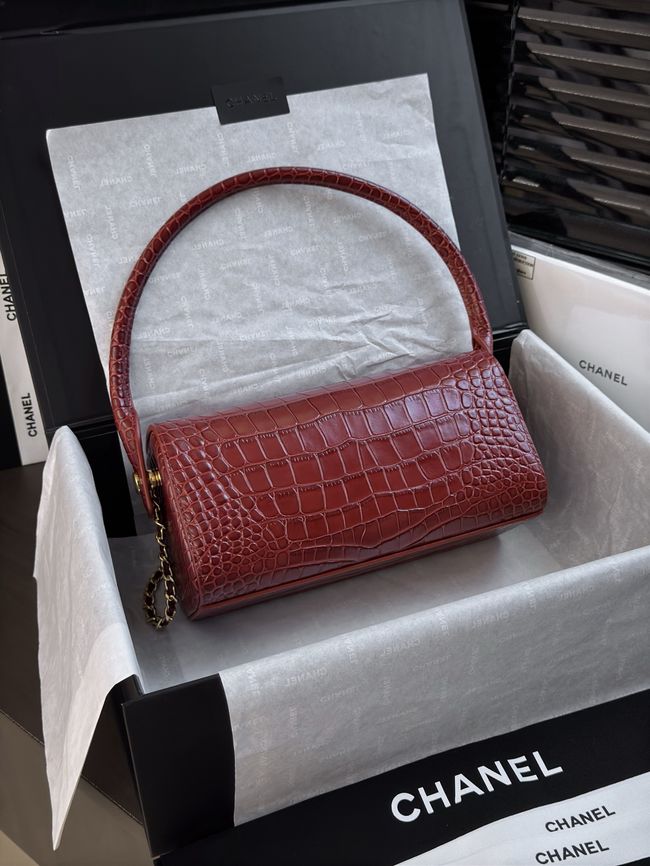 Chanel Clutch with chain Crocodile Embossed AP5294 Burgundy